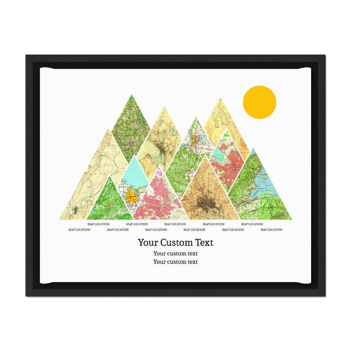 Personalized Mountain Atlas Map with 11 Locations, Black Floater Framed Art Print#color-finish_black-floater-frame