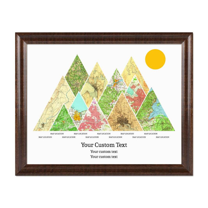 Personalized Mountain Atlas Map with 11 Locations, Espresso Beveled Framed Art Print#color-finish_espresso-beveled-frame