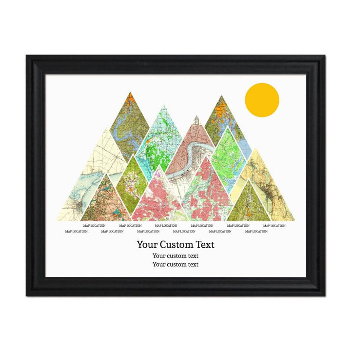 Personalized Mountain Atlas Map with 12 Locations, Black Beveled Framed Art Print#color-finish_black-beveled-frame