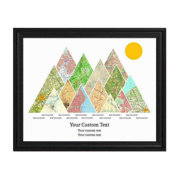 Personalized Mountain Atlas Map with 13 Locations, Black Beveled Framed Art Print#color-finish_black-beveled-frame