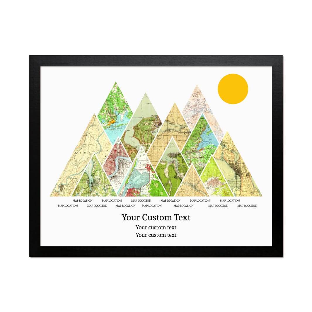 Personalized Mountain Atlas Map with 13 Locations, Black Thin Framed Art Print#color-finish_black-thin-frame