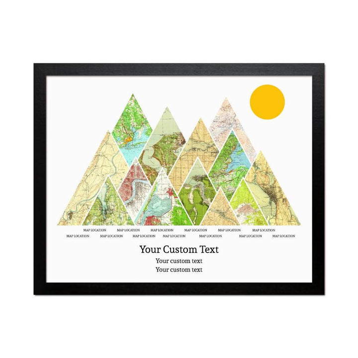 Personalized Mountain Atlas Map with 13 Locations, Black Thin Framed Art Print#color-finish_black-thin-frame