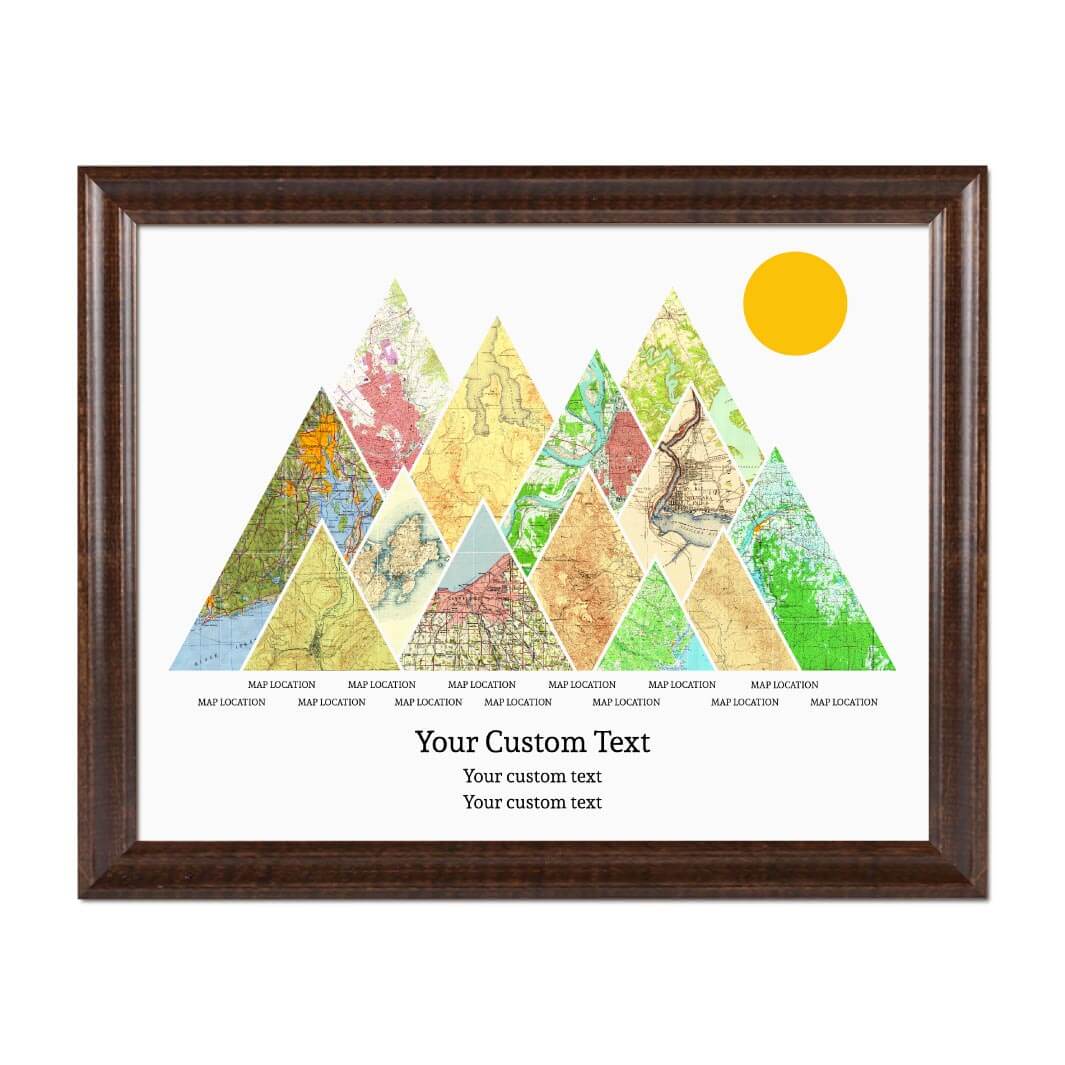 Personalized Mountain Atlas Map with 13 Locations, Espresso Beveled Framed Art Print#color-finish_espresso-beveled-frame