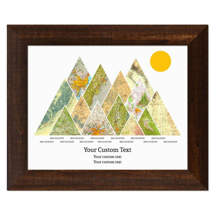 Personalized Mountain Atlas Map with 13 Locations, Espresso Wide Framed Art Print#color-finish_espresso-wide-frame