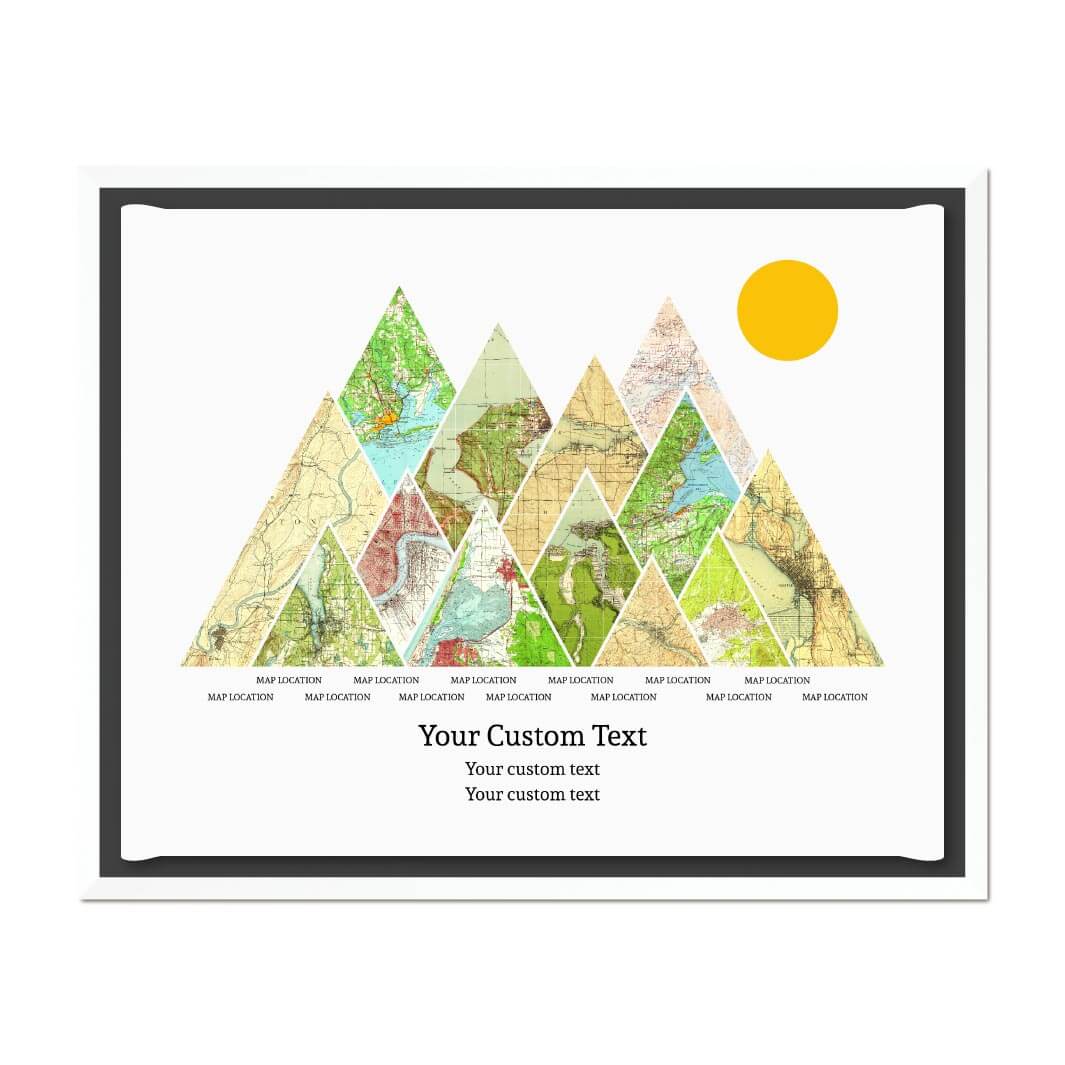 Personalized Mountain Atlas Map with 13 Locations, White Floater Framed Art Print#color-finish_white-floater-frame