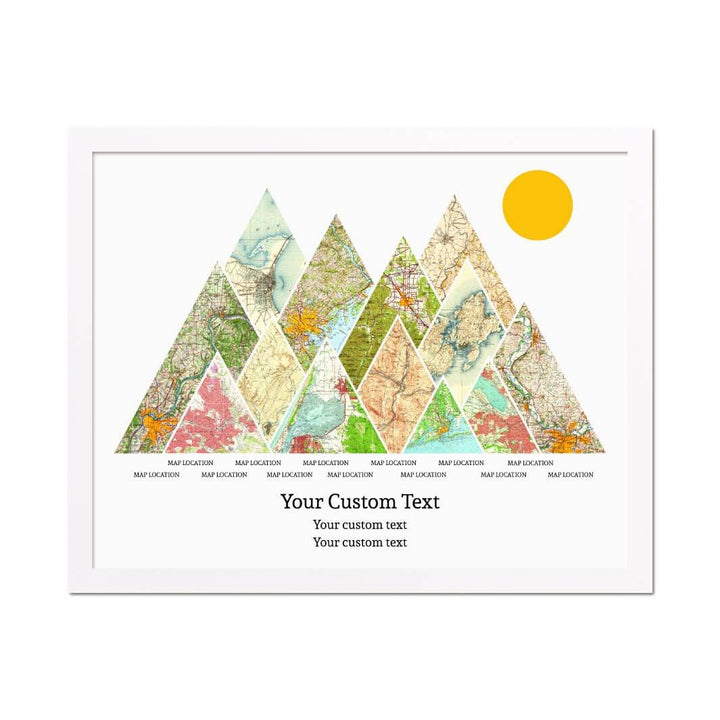 Personalized Mountain Atlas Map with 13 Locations, White Thin Framed Art Print#color-finish_white-thin-frame