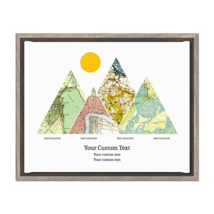 Personalized Mountain Atlas Map with 4 Locations, Gray Floater Framed Art Print#color-finish_gray-floater-frame