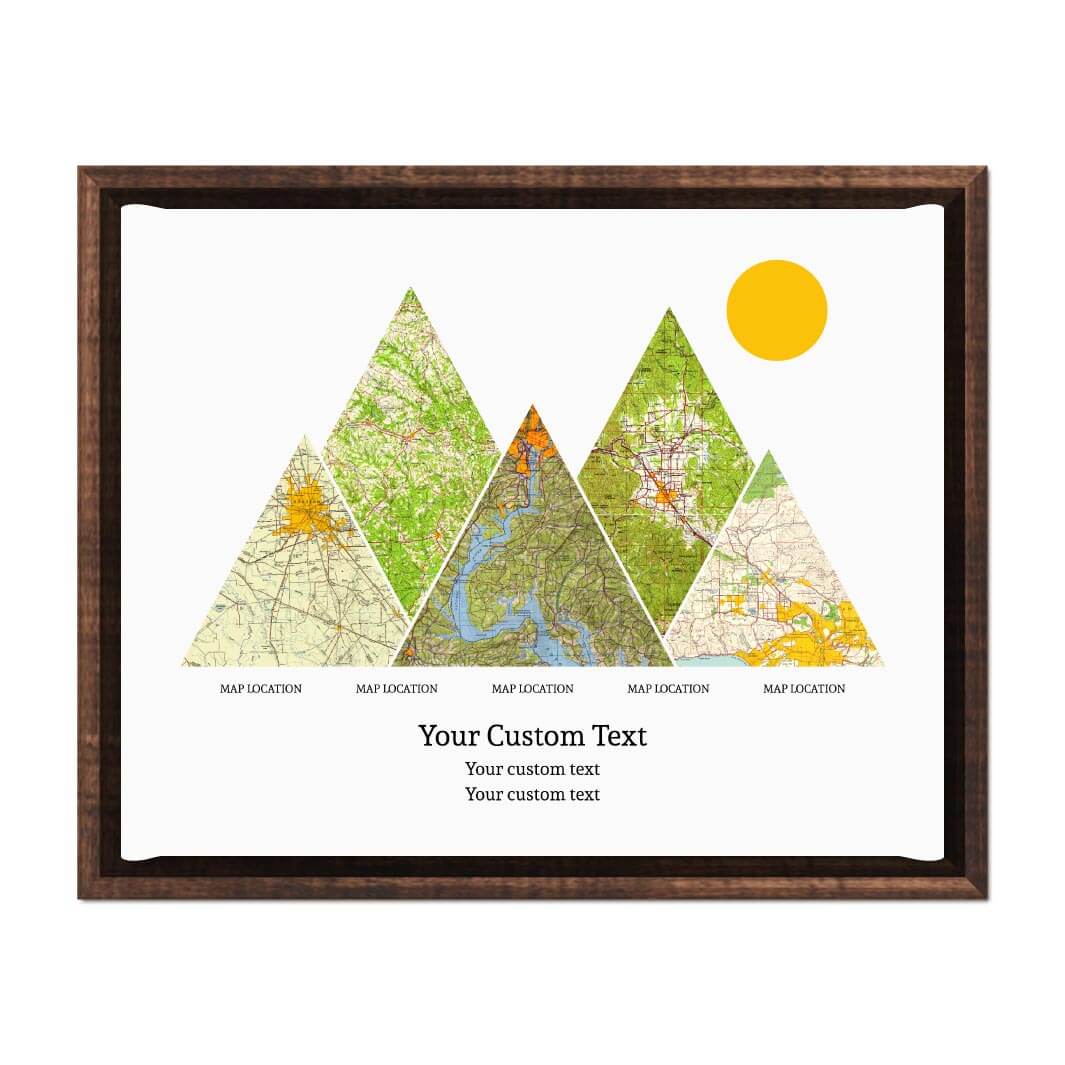 Personalized Mountain Atlas Map with 5 Locations, Espresso Floater Framed Art Print#color-finish_espresso-floater-frame
