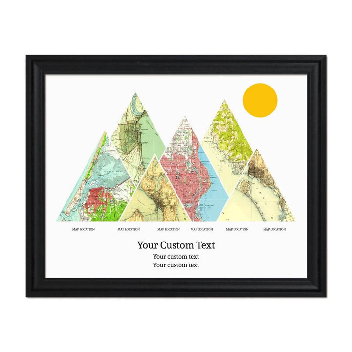 Personalized Mountain Atlas Map with 6 Locations, Black Beveled Framed Art Print#color-finish_black-beveled-frame