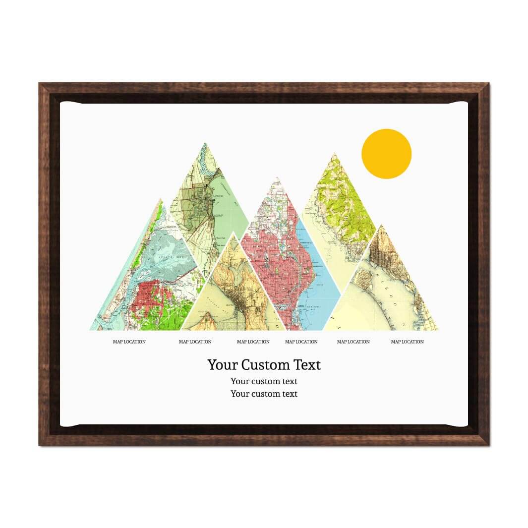 Personalized Mountain Atlas Map with 6 Locations, Espresso Floater Framed Art Print#color-finish_espresso-floater-frame
