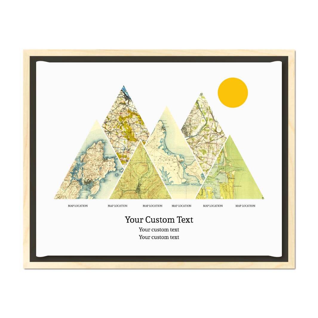 Personalized Mountain Atlas Map with 6 Locations, Light Wood Floater Framed Art Print#color-finish_light-wood-floater-frame