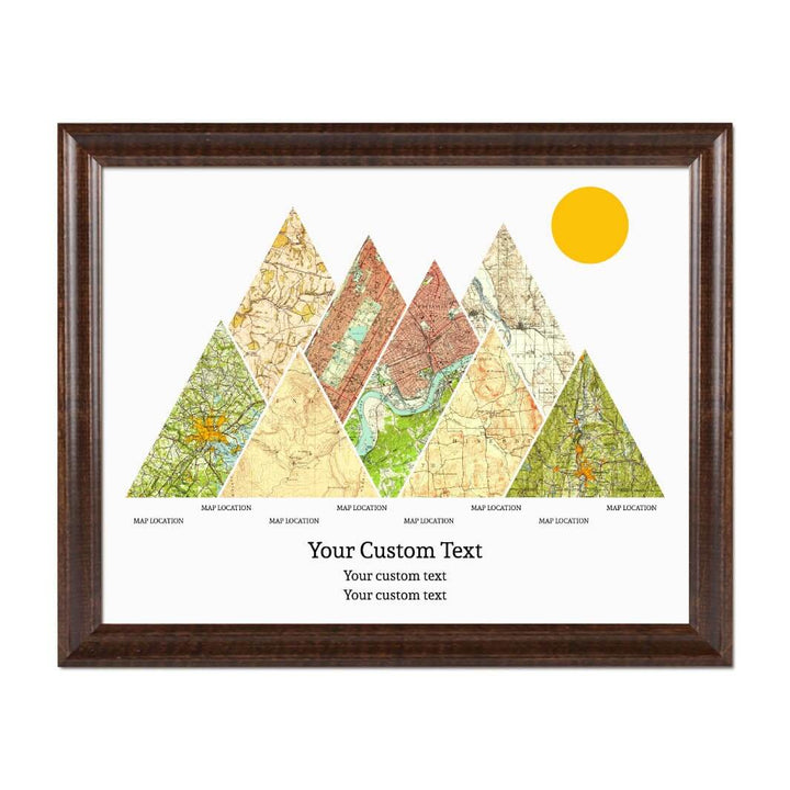 Personalized Mountain Atlas Map with 8 Locations, Espresso Beveled Framed Art Print#color-finish_espresso-beveled-frame