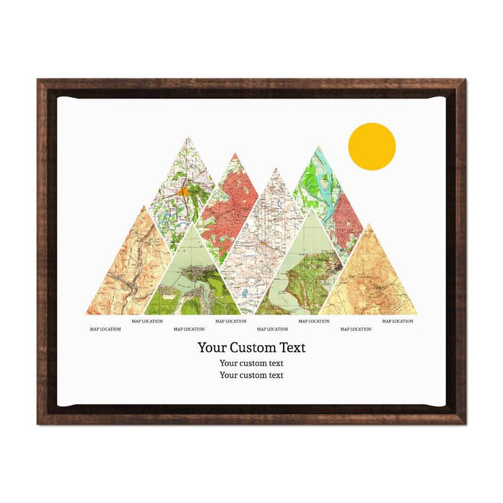 Personalized Mountain Atlas Map with 8 Locations, Espresso Floater Framed Art Print#color-finish_espresso-floater-frame