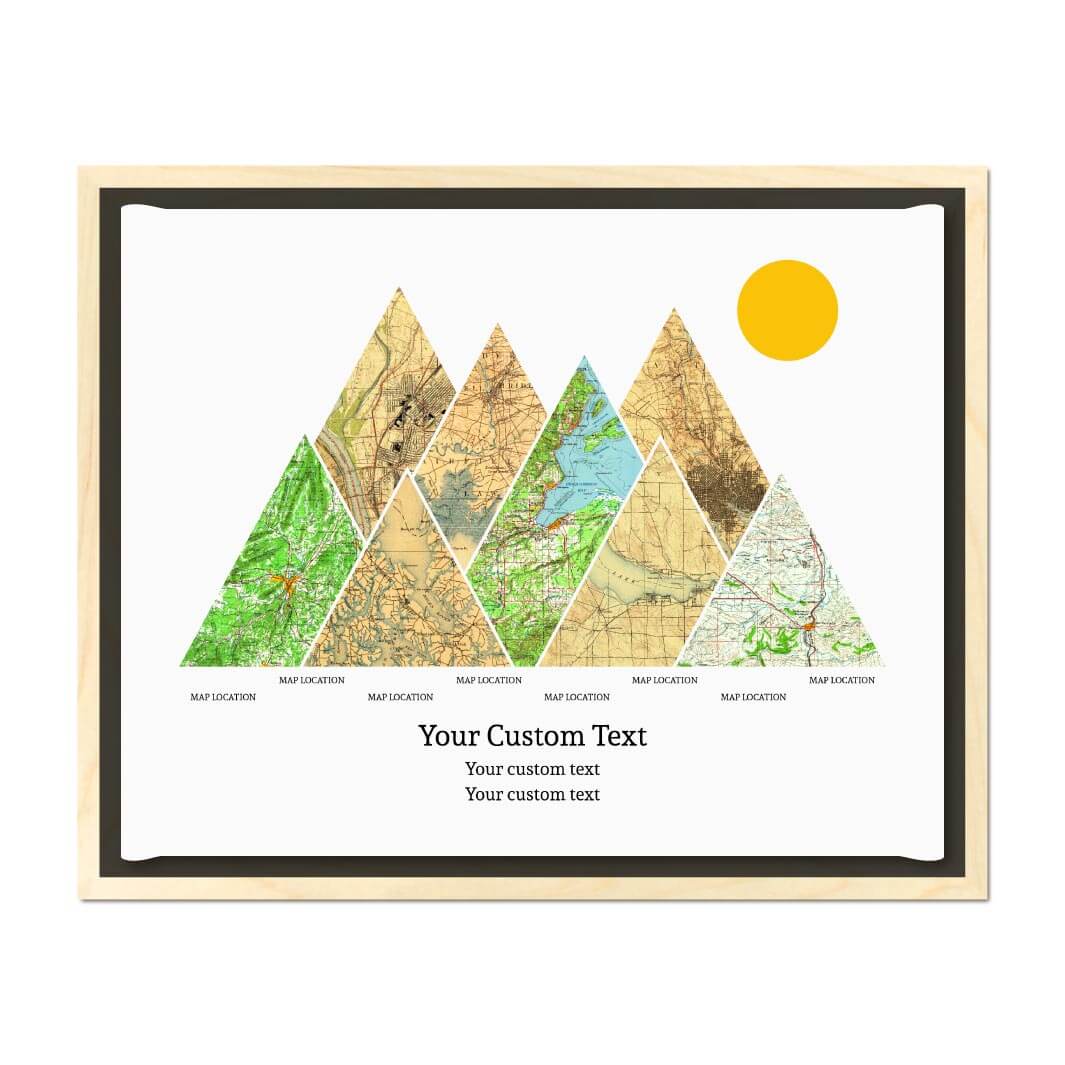 Personalized Mountain Atlas Map with 8 Locations, Light Wood Floater Framed Art Print#color-finish_light-wood-floater-frame