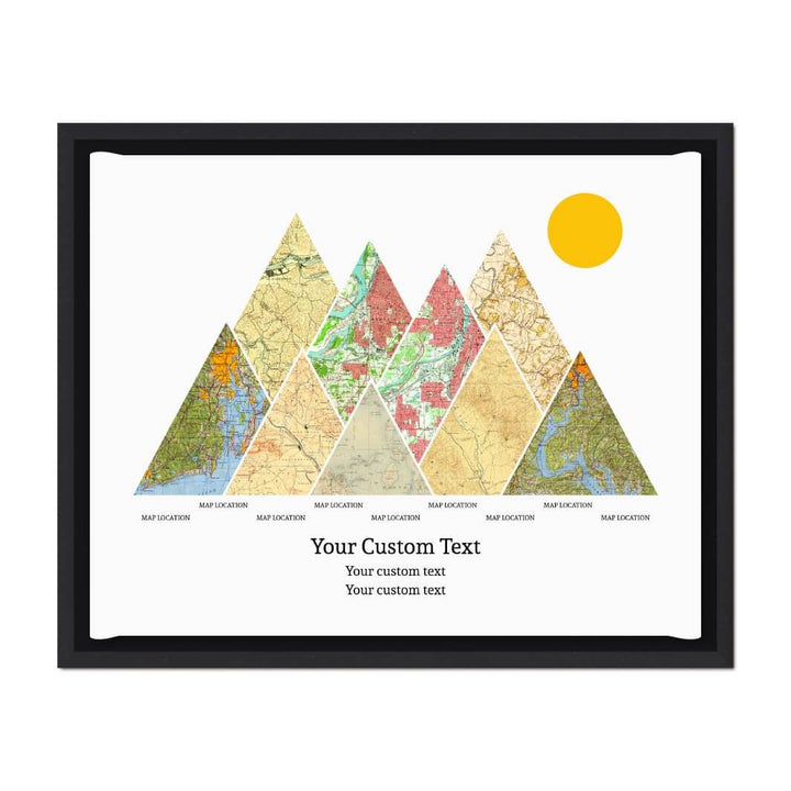 Personalized Mountain Atlas Map with 9 Locations, Black Floater Framed Art Print#color-finish_black-floater-frame