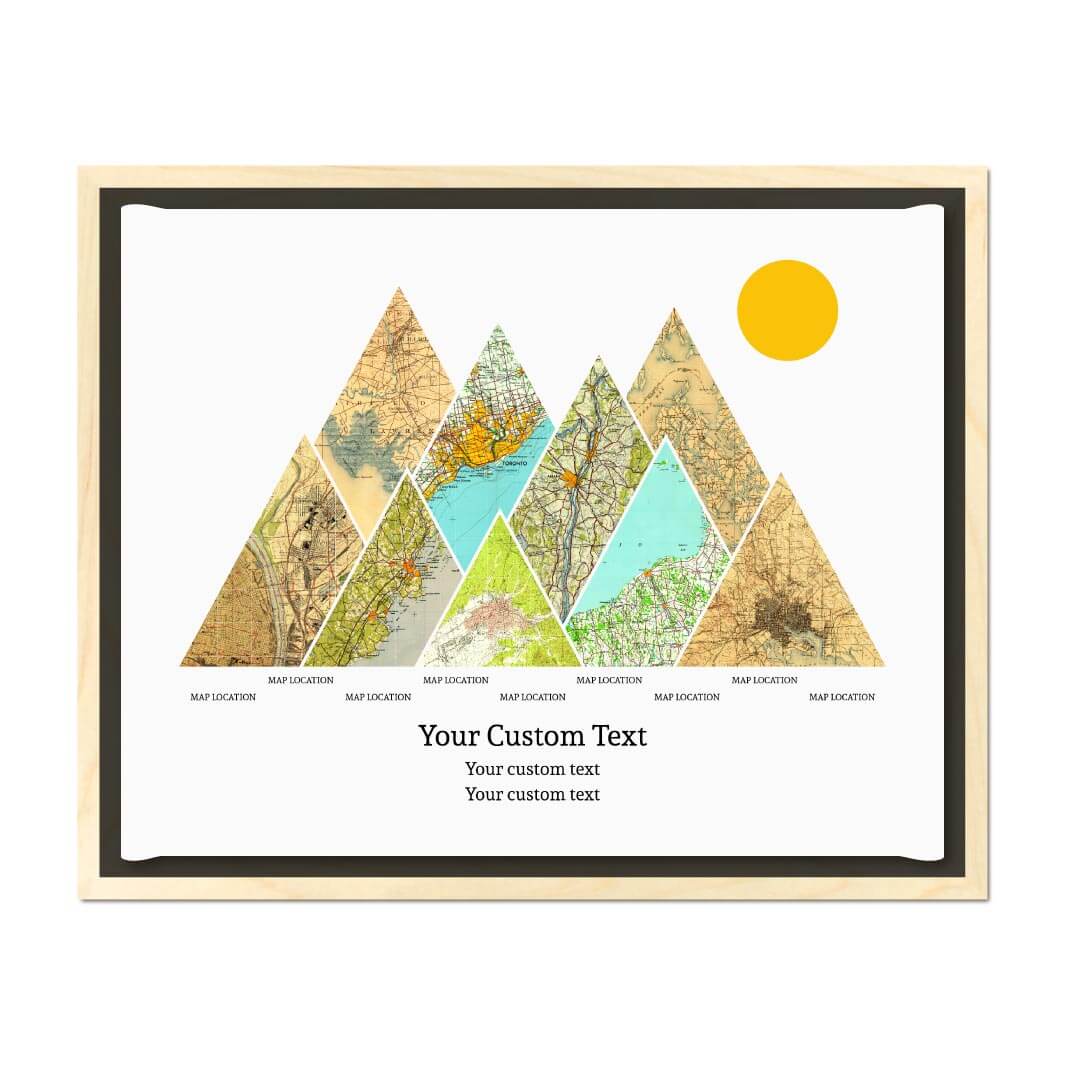 Personalized Mountain Atlas Map with 9 Locations, Light Wood Floater Framed Art Print#color-finish_light-wood-floater-frame