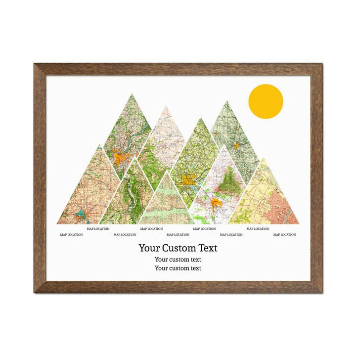 Personalized Mountain Atlas Map with 9 Locations, Walnut Thin Framed Art Print#color-finish_walnut-thin-frame