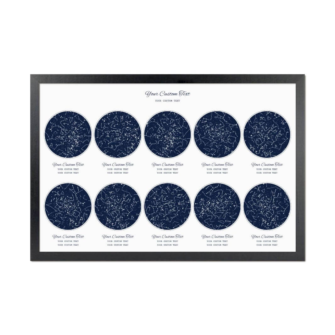 Star Map Gift Personalized With 10 Night Skies, Horizontal, Black Thin Framed Art Print#color-finish_black-thin-frame