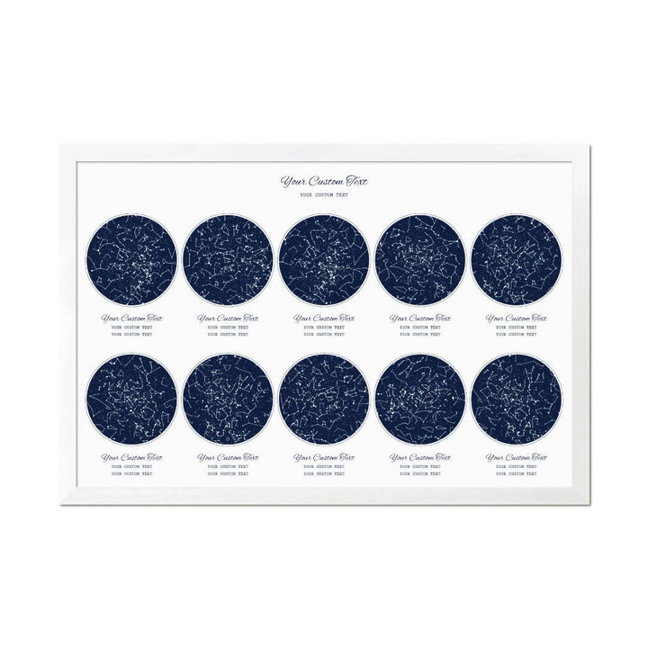 Star Map Gift Personalized With 10 Night Skies, Horizontal, White Thin Framed Art Print#color-finish_white-thin-frame