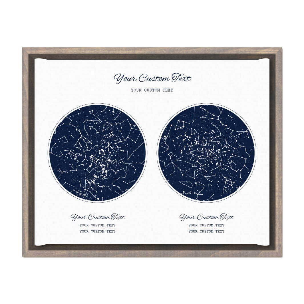 Star Map Gift Personalized With 2 Night Skies, Horizontal, Gray Floater Framed Art Print#color-finish_gray-floater-frame