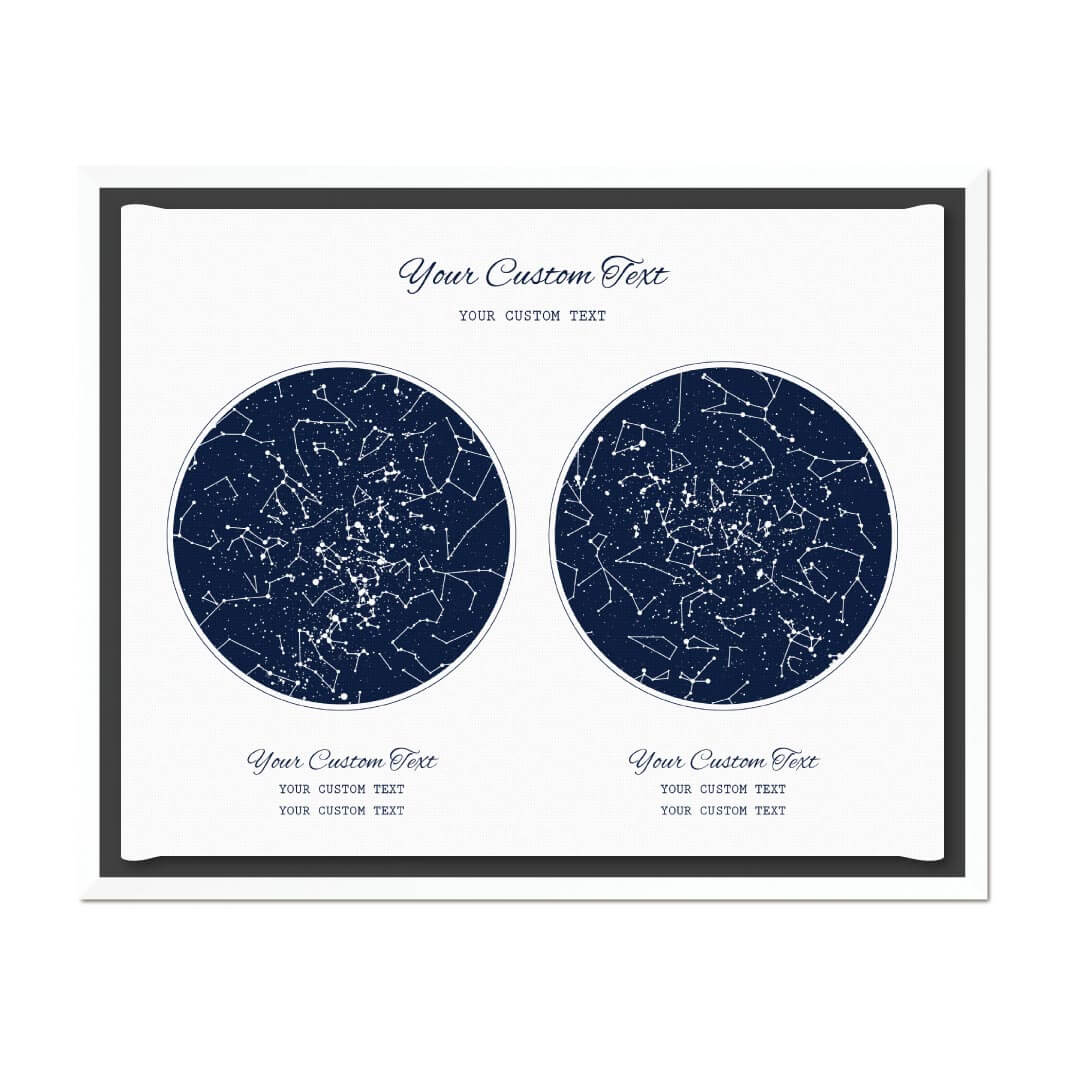 Star Map Gift Personalized With 2 Night Skies, Horizontal, White Floater Framed Art Print#color-finish_white-floater-frame