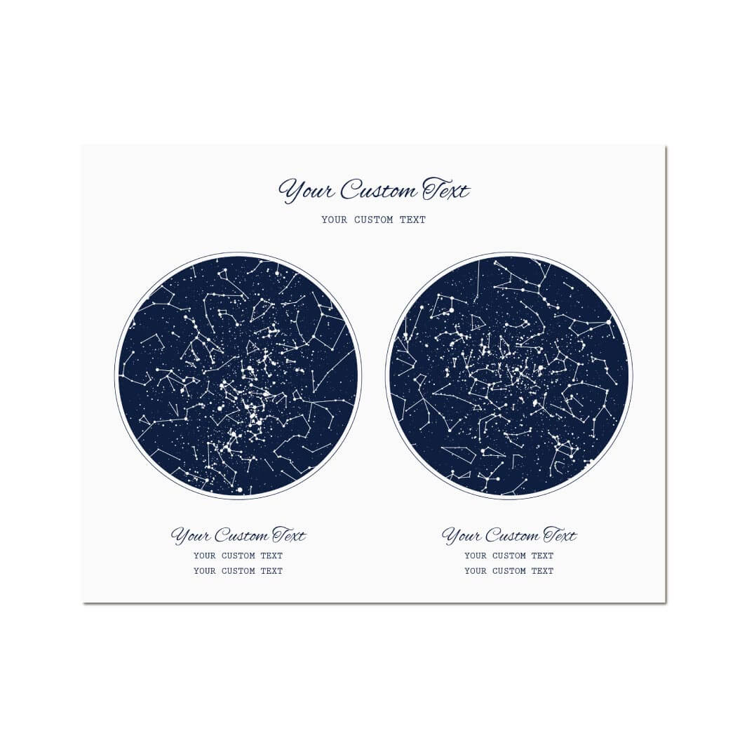 Star Map Gift Personalized With 2 Night Skies, Horizontal, Unframed Art Print#color-finish_unframed
