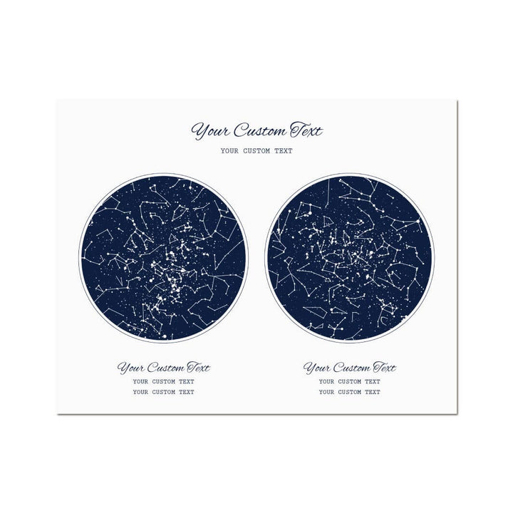 Star Map Gift Personalized With 2 Night Skies, Horizontal, Unframed Art Print#color-finish_unframed