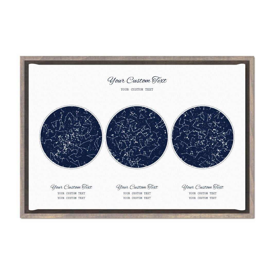 Star Map Gift Personalized With 3 Night Skies, Horizontal, Gray Floater Framed Art Print#color-finish_gray-floater-frame