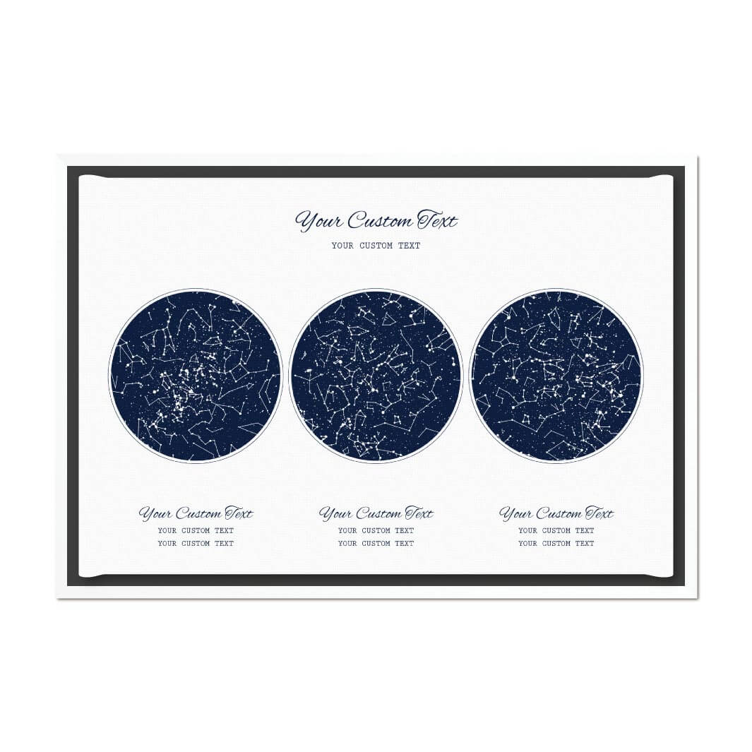 Star Map Gift Personalized With 3 Night Skies, Horizontal, White Floater Framed Art Print#color-finish_white-floater-frame