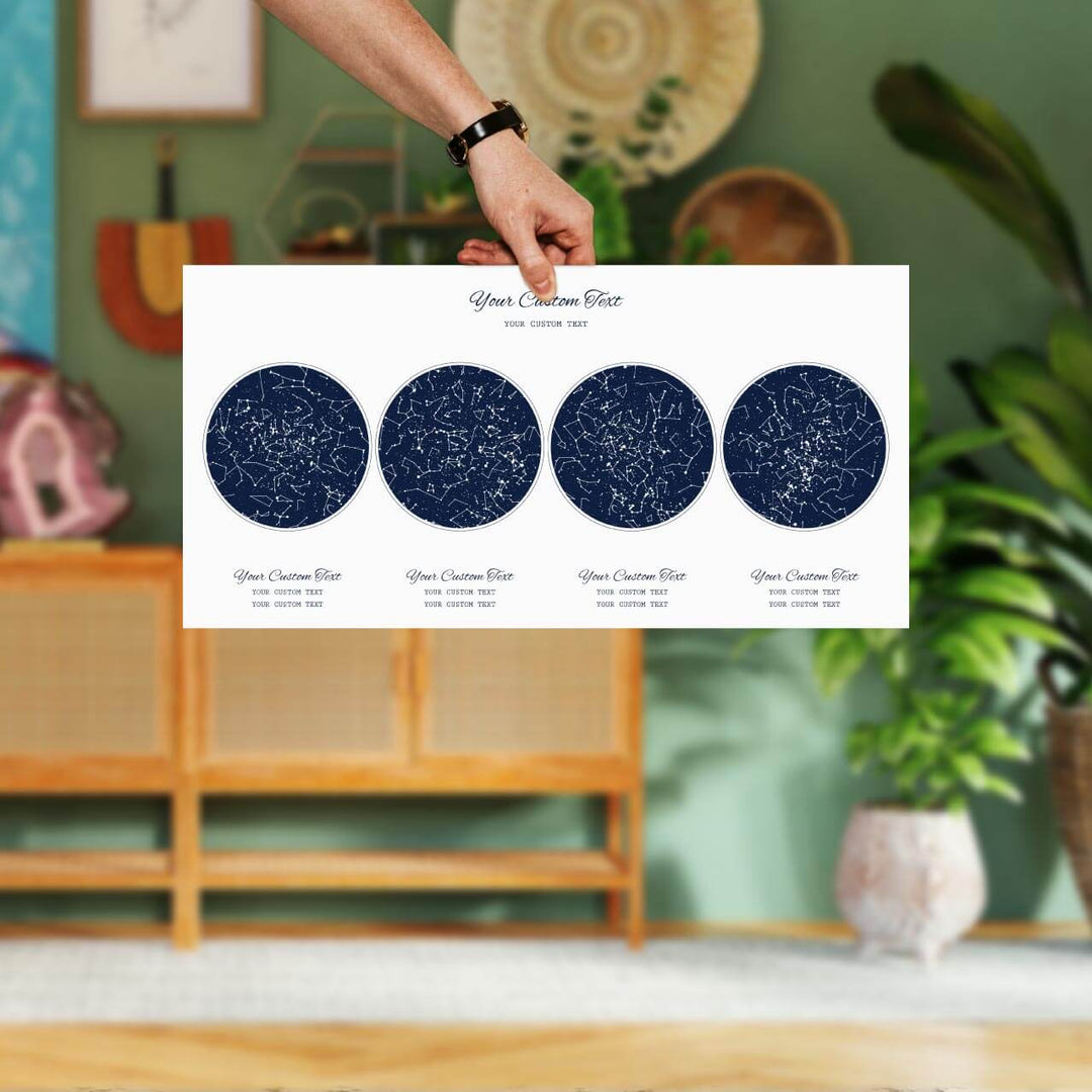 Star Map Gift Personalized With 4 Night Skies, Horizontal, Unframed Art Print, Styled#color-finish_unframed