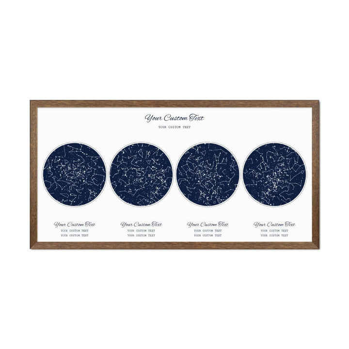 Star Map Gift Personalized With 4 Night Skies, Horizontal, Walnut Thin Framed Art Print#color-finish_walnut-thin-frame