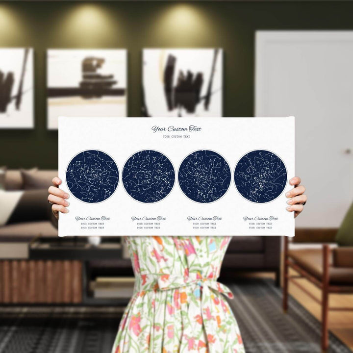 Star Map Gift Personalized With 4 Night Skies, Horizontal, Wrapped Canvas Art Print, Styled#color-finish_wrapped-canvas