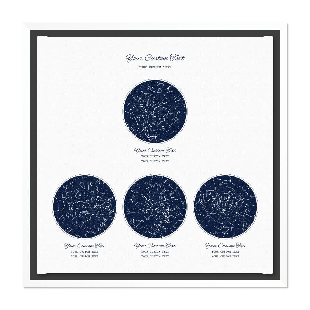 Star Map Gift Personalized With 4 Night Skies, Square, White Floater Framed Art Print#color-finish_white-floater-frame