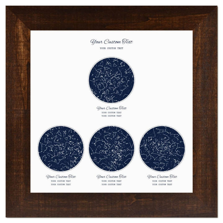 Star Map Gift Personalized With 4 Night Skies, Square, Espresso Wide Framed Art Print#color-finish_espresso-wide-frame