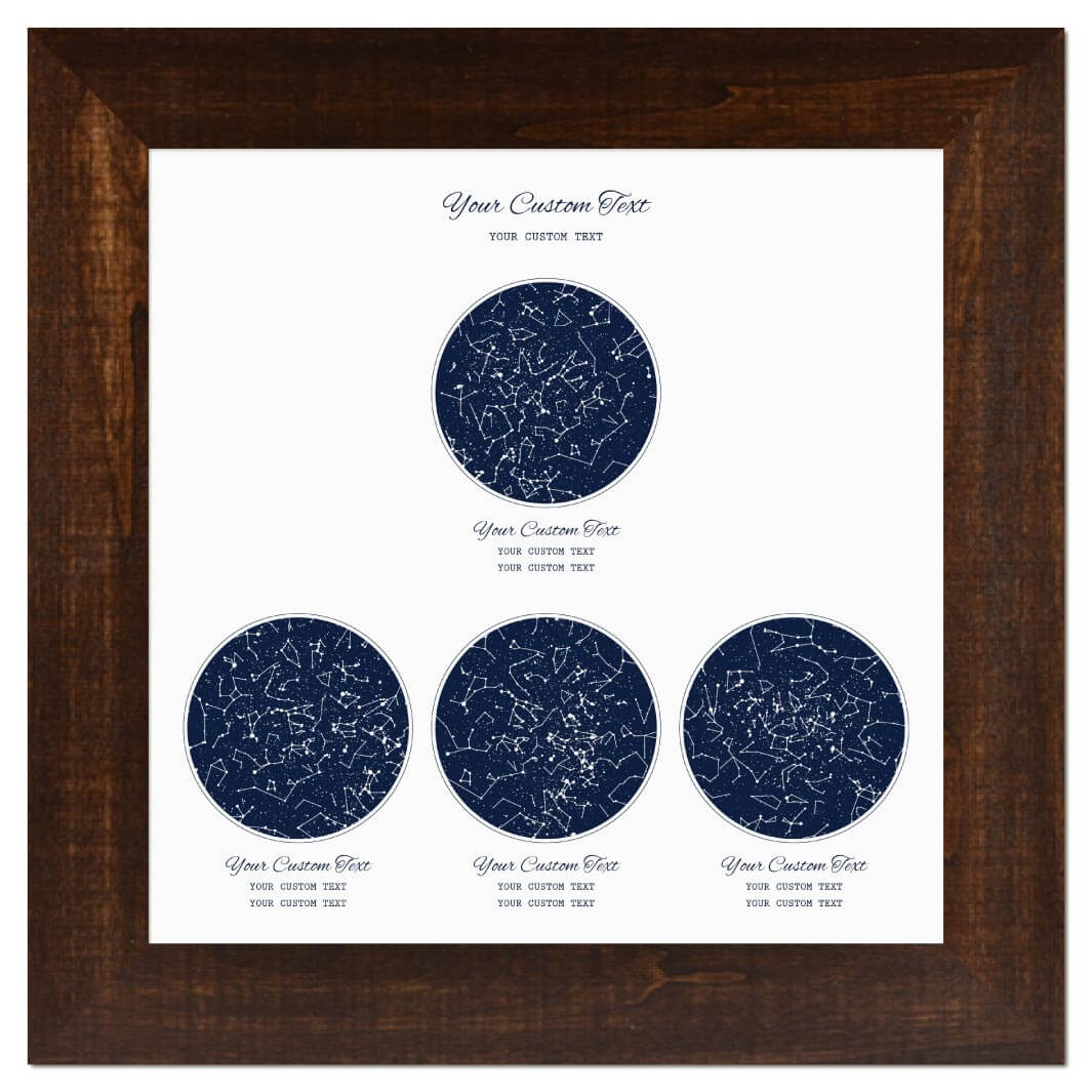 Star Map Gift Personalized With 4 Night Skies, Square, Espresso Wide Framed Art Print#color-finish_espresso-wide-frame