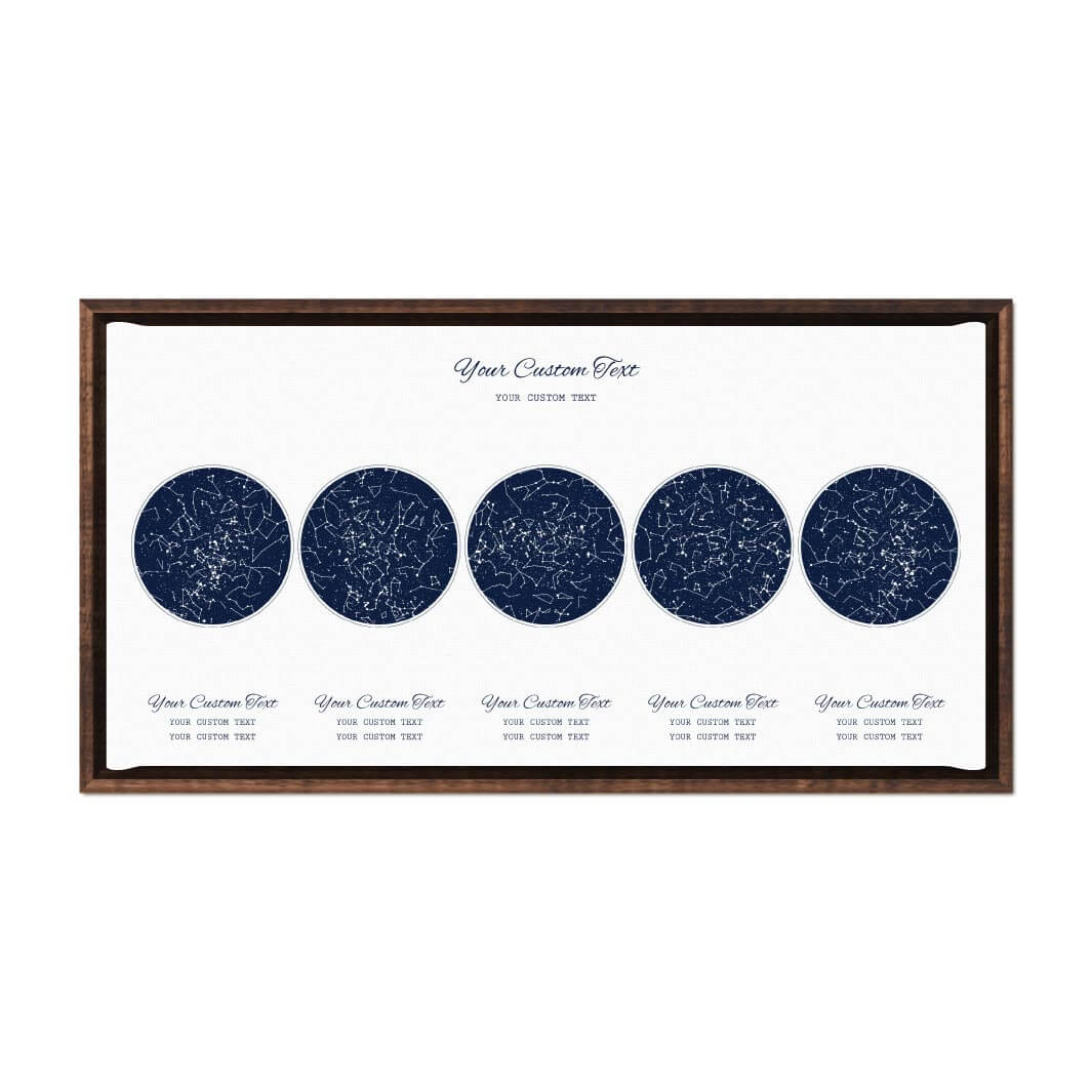 Star Map Gift Personalized With 5 Night Skies, Horizontal, Espresso Floater Framed Art Print#color-finish_espresso-floater-frame