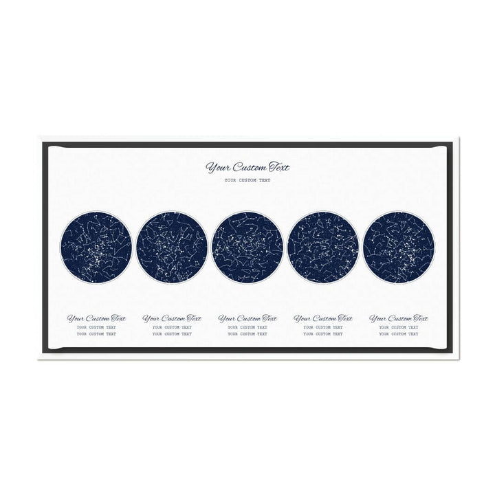 Star Map Gift Personalized With 5 Night Skies, Horizontal, White Floater Framed Art Print#color-finish_white-floater-frame