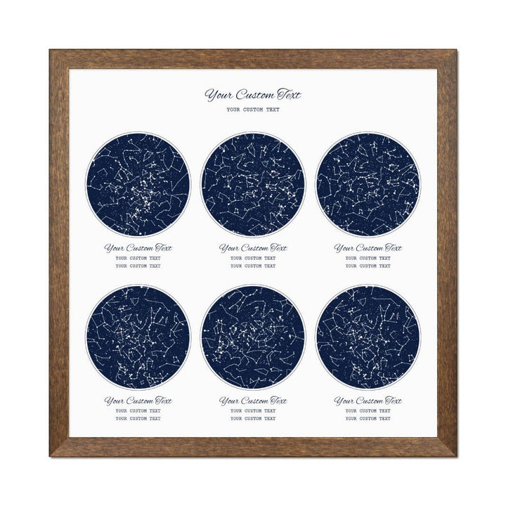 Star Map Gift Personalized With 6 Night Skies, Square, Walnut Thin Framed Art Print#color-finish_walnut-thin-frame
