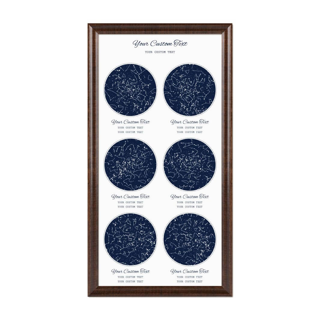 Star Map Gift Personalized With 6 Night Skies, Vertical, Espresso Beveled Framed Art Print#color-finish_espresso-beveled-frame