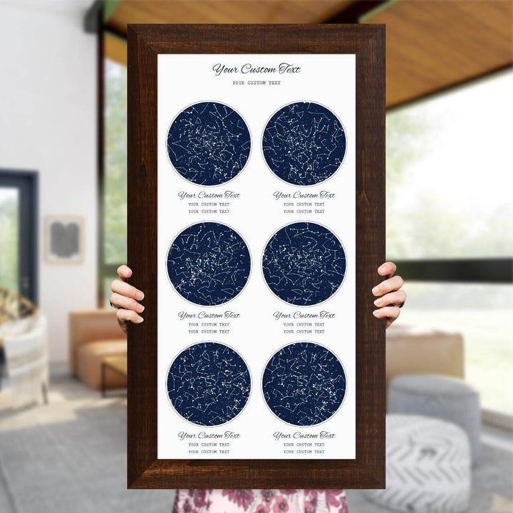 Star Map Gift Personalized With 6 Night Skies, Vertical, Espresso Wide Framed Art Print, Styled#color-finish_espresso-wide-frame