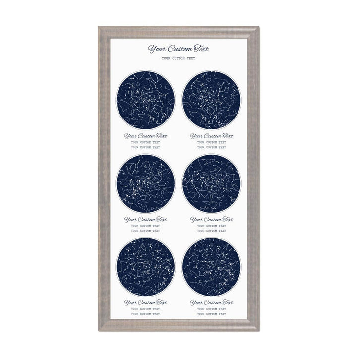 Star Map Gift Personalized With 6 Night Skies, Vertical, Gray Beveled Framed Art Print#color-finish_gray-beveled-frame