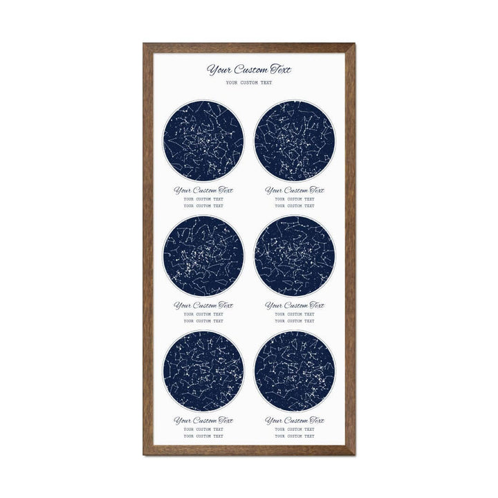 Star Map Gift Personalized With 6 Night Skies, Vertical, Walnut Thin Framed Art Print#color-finish_walnut-thin-frame