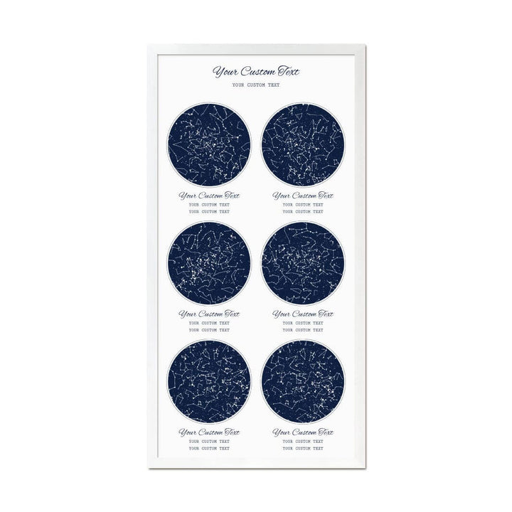 Star Map Gift Personalized With 6 Night Skies, Vertical, White Thin Framed Art Print#color-finish_white-thin-frame