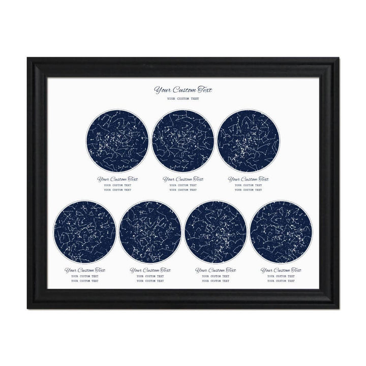 Star Map Gift Personalized With 7 Night Skies, Horizontal, Black Beveled Framed Art Print#color-finish_black-beveled-frame