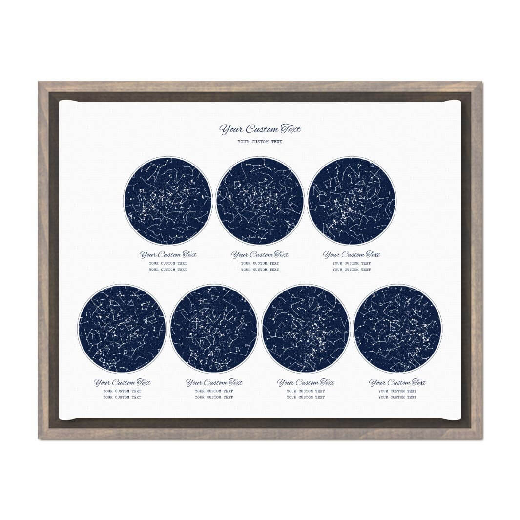 Star Map Gift Personalized With 7 Night Skies, Horizontal, Gray Floater Framed Art Print#color-finish_gray-floater-frame