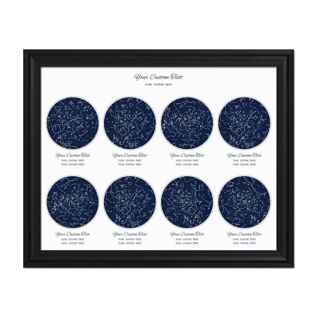 Star Map Gift Personalized With 8 Night Skies, Horizontal, Black Beveled Framed Art Print#color-finish_black-beveled-frame