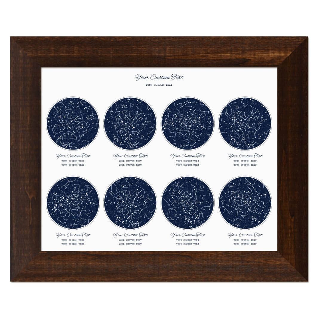 Star Map Gift Personalized With 8 Night Skies, Horizontal, Espresso Wide Framed Art Print#color-finish_espresso-wide-frame