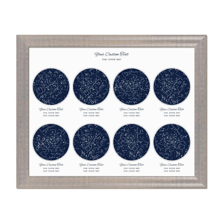 Star Map Gift Personalized With 8 Night Skies, Horizontal, Gray Beveled Framed Art Print#color-finish_gray-beveled-frame