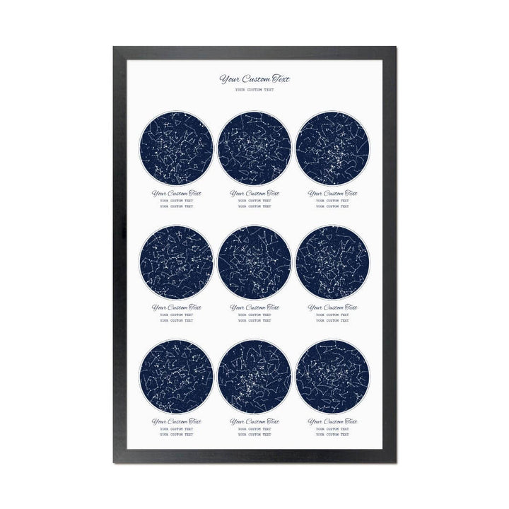 Star Map Gift Personalized With 9 Night Skies, Vertical, Black Thin Framed Art Print#color-finish_black-thin-frame
