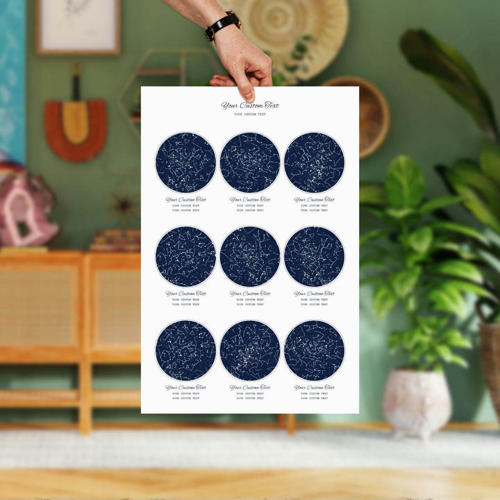 Star Map Gift Personalized With 9 Night Skies, Vertical, Unframed Art Print, Styled#color-finish_unframed